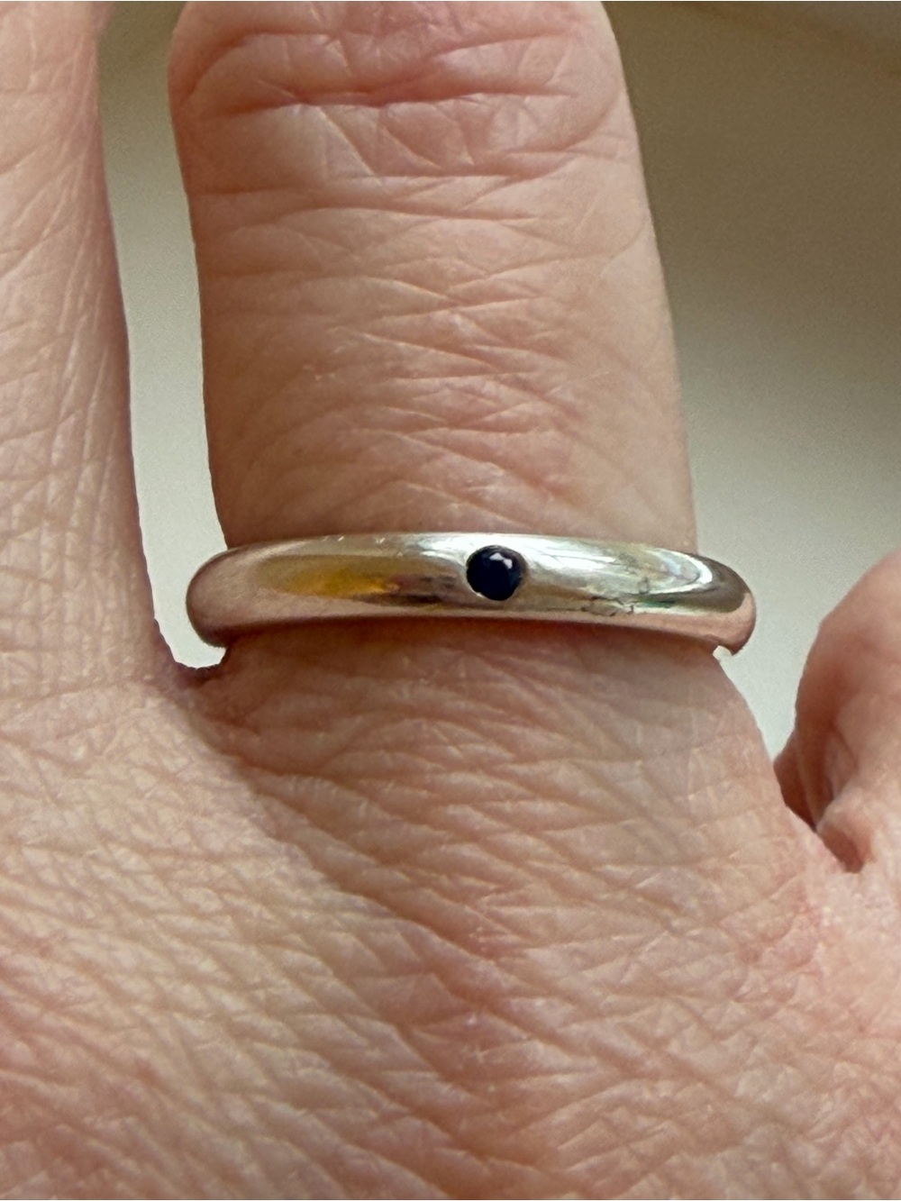 Tiffany stackable band ring with sapphire stone 925 sterling silver - Picture 2 of 11